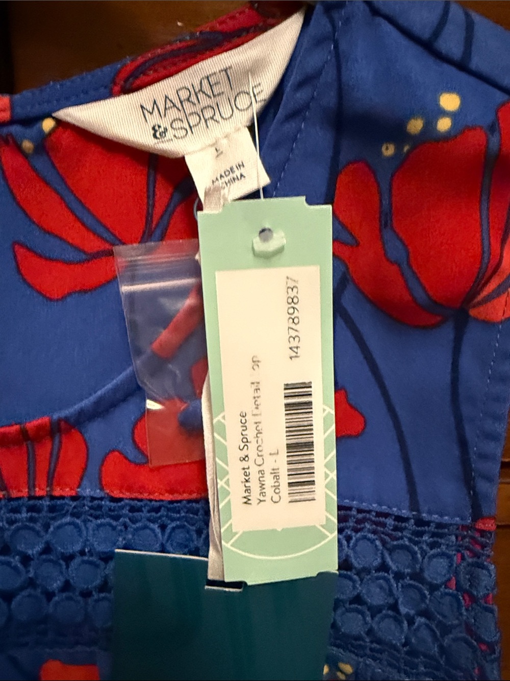 Market & Spruce Blue Tank with Red Floral Print - Picture 2 of 2